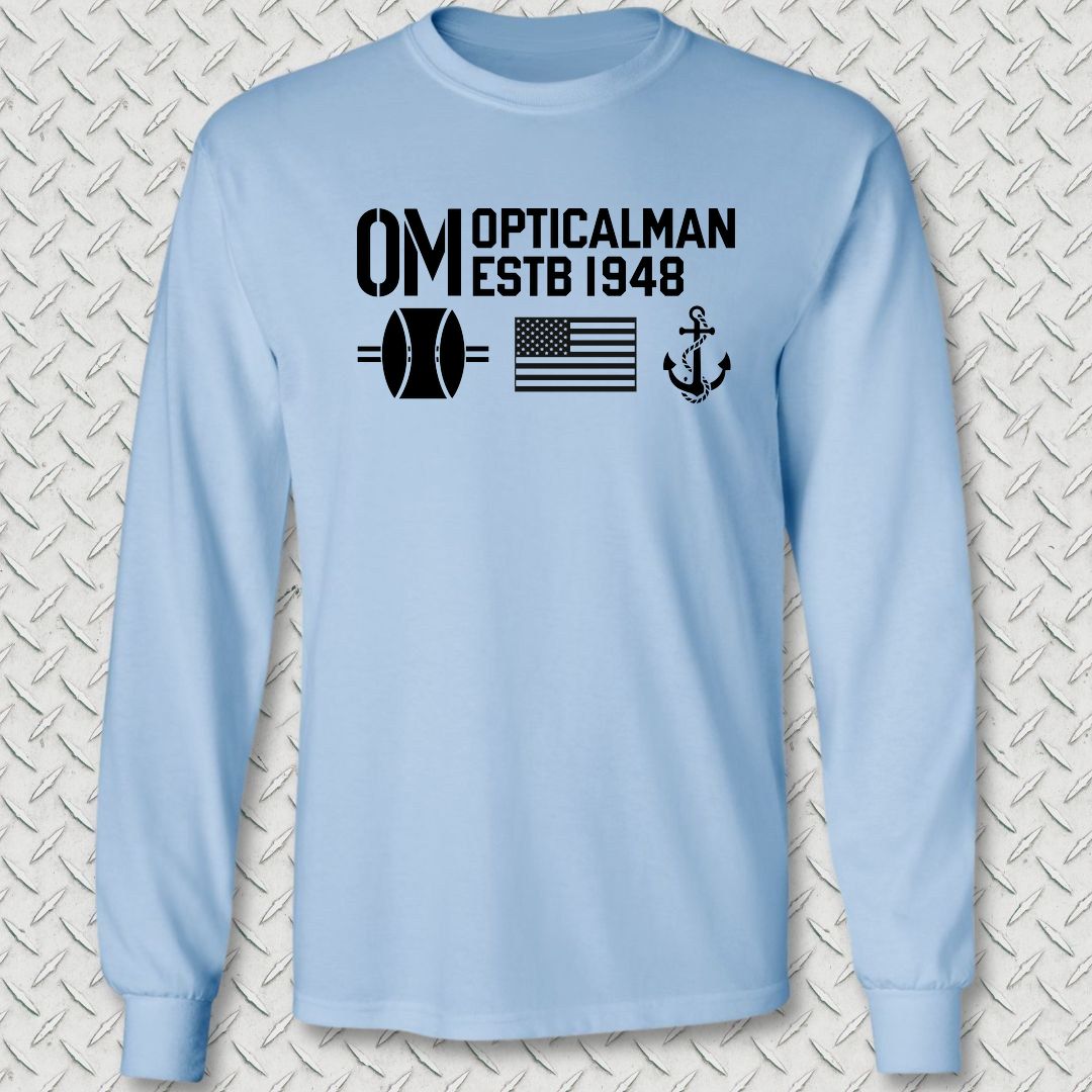 OM - Flag & Anchor Long Sleeve Tee - Light Blue