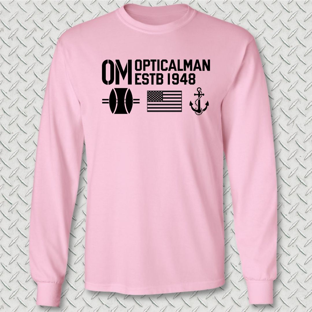 OM - Flag & Anchor Long Sleeve Tee - Pink