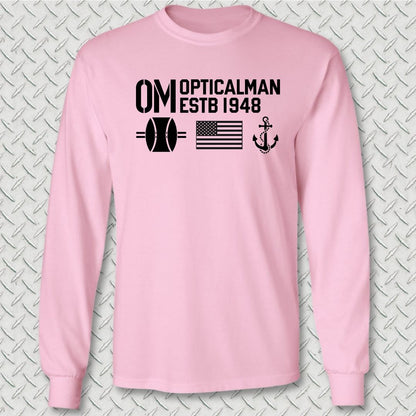 OM - Flag & Anchor Long Sleeve Tee - Pink