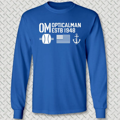 OM - Flag & Anchor Long Sleeve Tee - Royal Blue