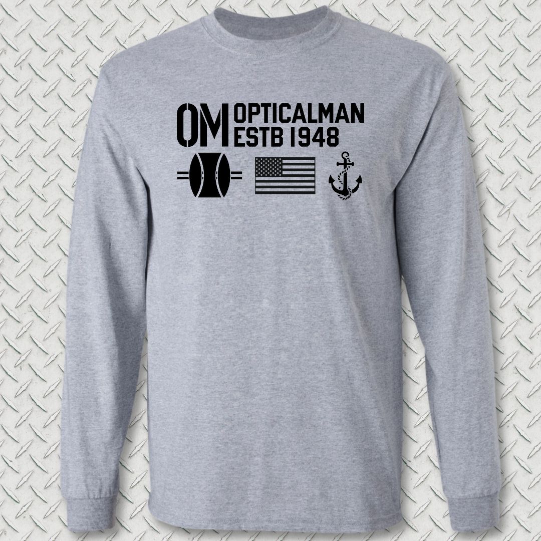 OM - Flag & Anchor Long Sleeve Tee - Sport Grey
