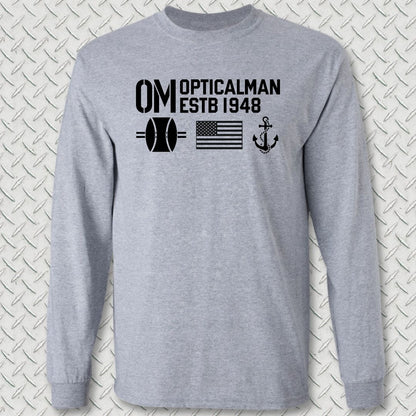 OM - Flag & Anchor Long Sleeve Tee - Sport Grey