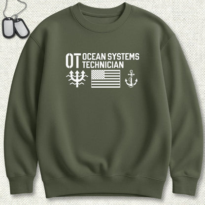 OT - Flag & Anchor Sweatshirt - Military Green