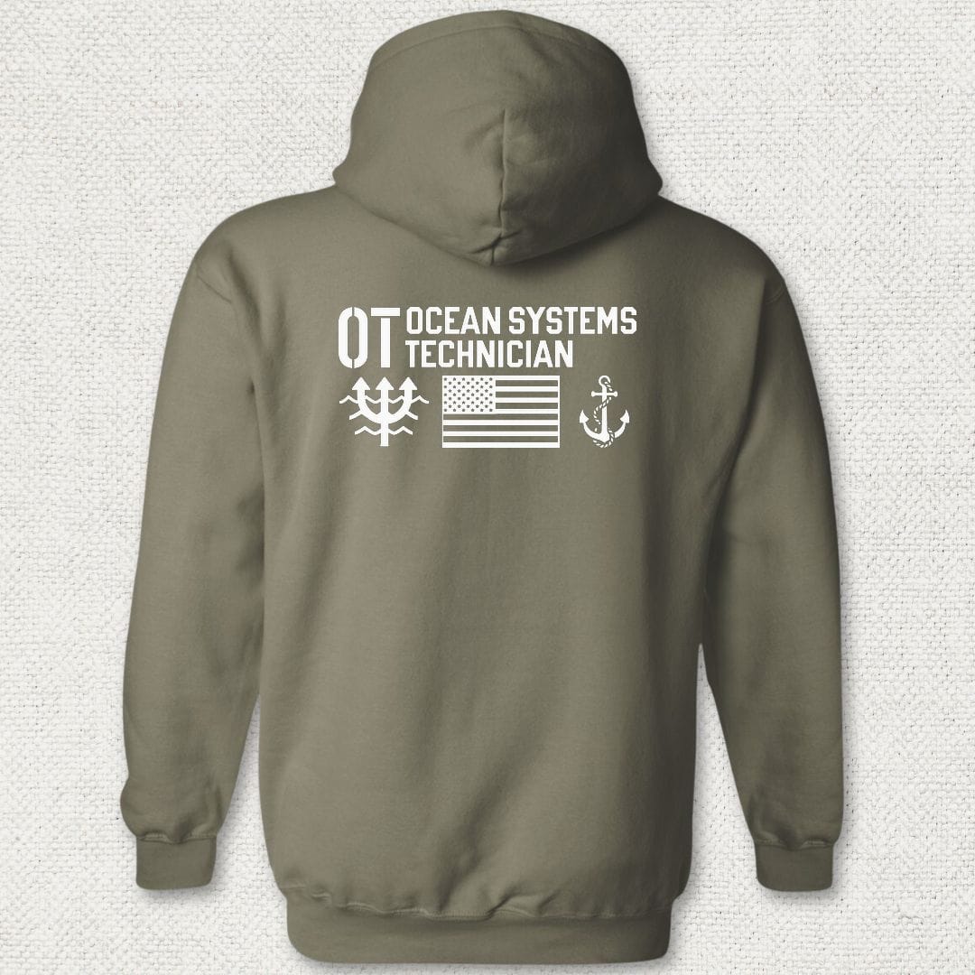 OT - Flag & Anchor Hoodie - Military Green