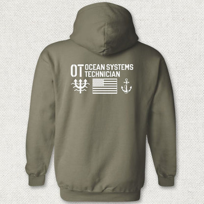 OT - Flag & Anchor Hoodie - Military Green