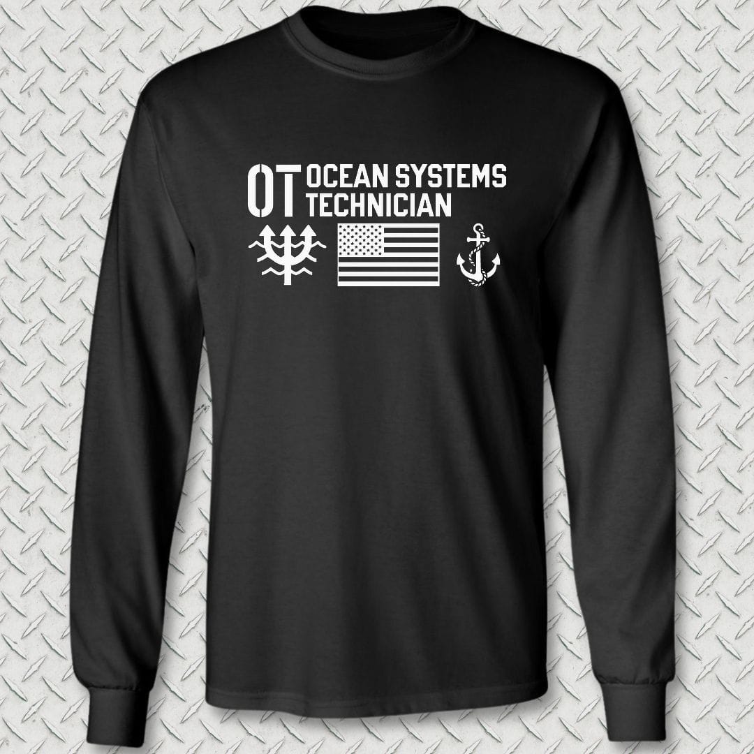 OT - Flag & Anchor Long Sleeve Tee - Black