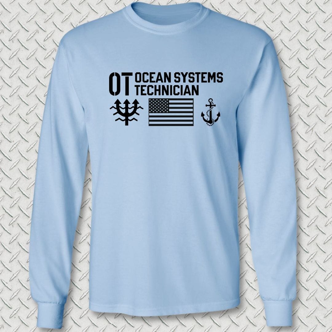 OT - Flag & Anchor Long Sleeve Tee - Light Blue
