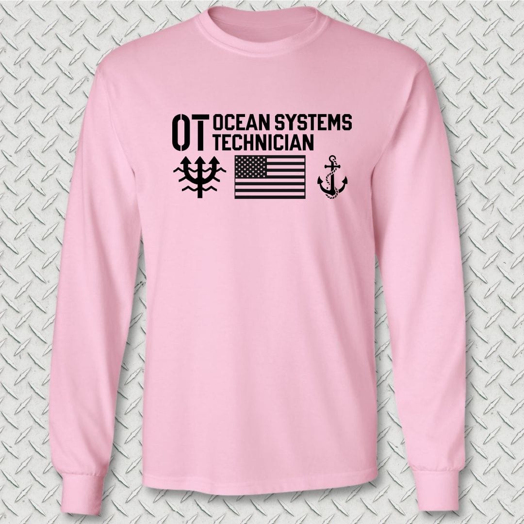 OT - Flag & Anchor Long Sleeve Tee - Pink