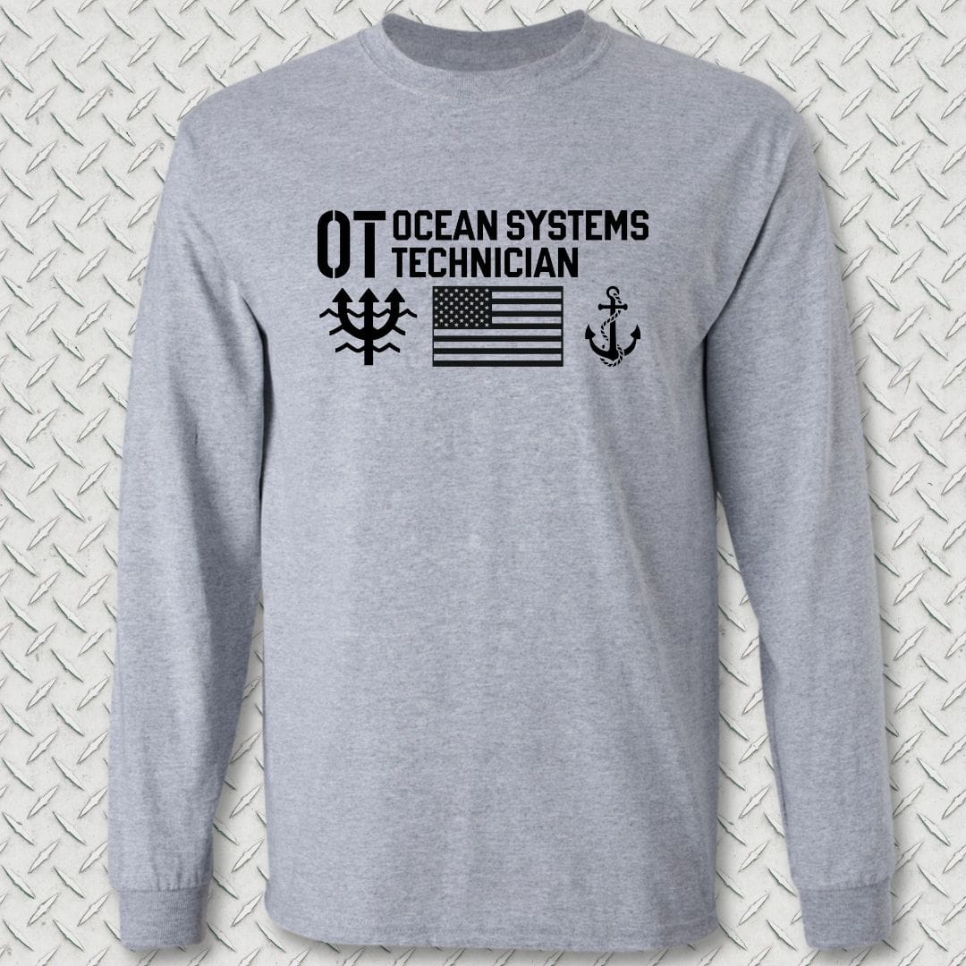 OT - Flag & Anchor Long Sleeve Tee - Sport Grey