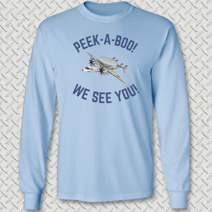 Peek-A-Boo Long Sleeve Tee - Light Blue