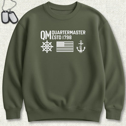 QM - Flag & Anchor Sweatshirt - Military Green