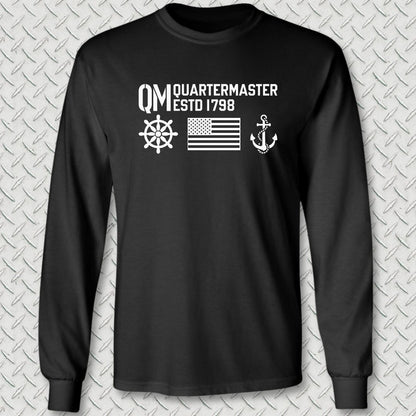 QM - Flag & Anchor Long Sleeve Tee - Black