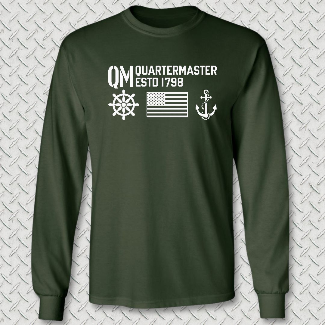 QM - Flag & Anchor Long Sleeve Tee - Forest Green