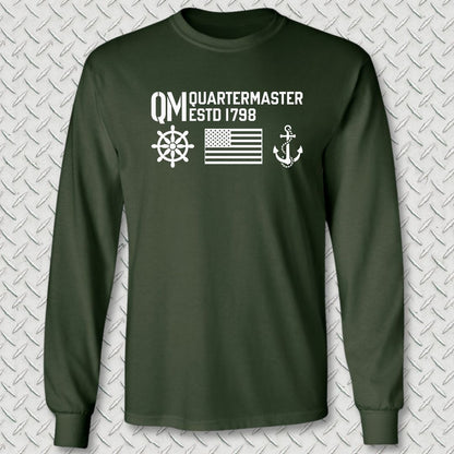 QM - Flag & Anchor Long Sleeve Tee - Forest Green