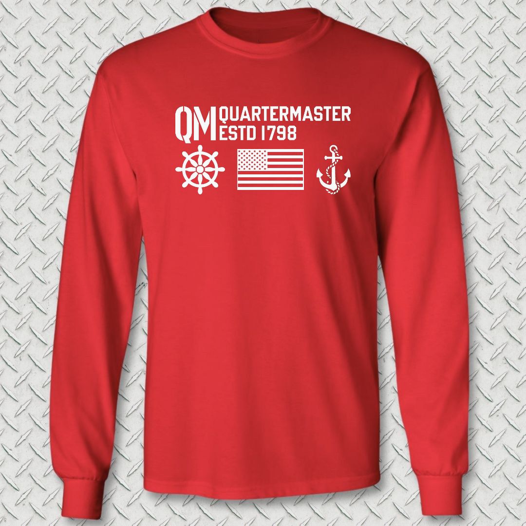 QM - Flag & Anchor Long Sleeve Tee - Red