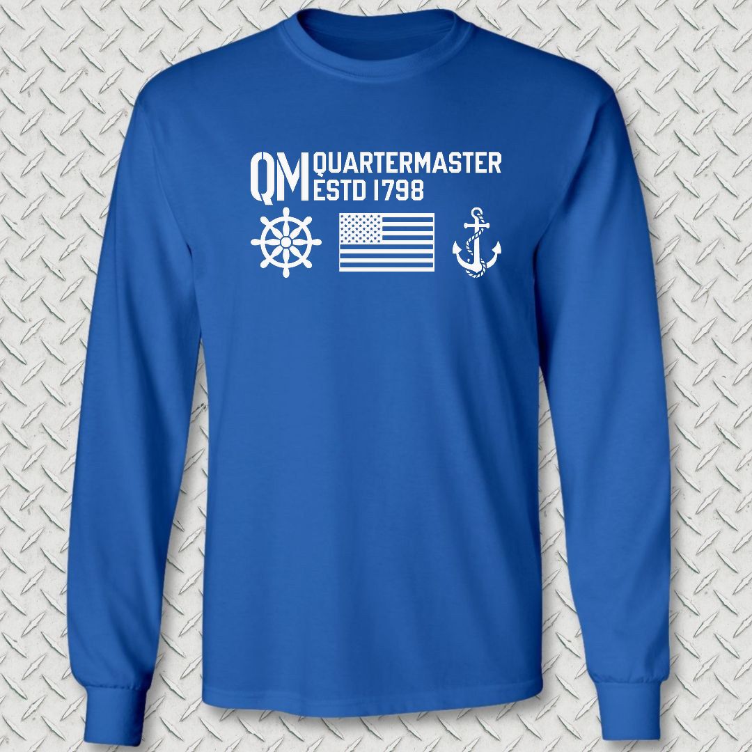 QM - Flag & Anchor Long Sleeve Tee - Royal Blue