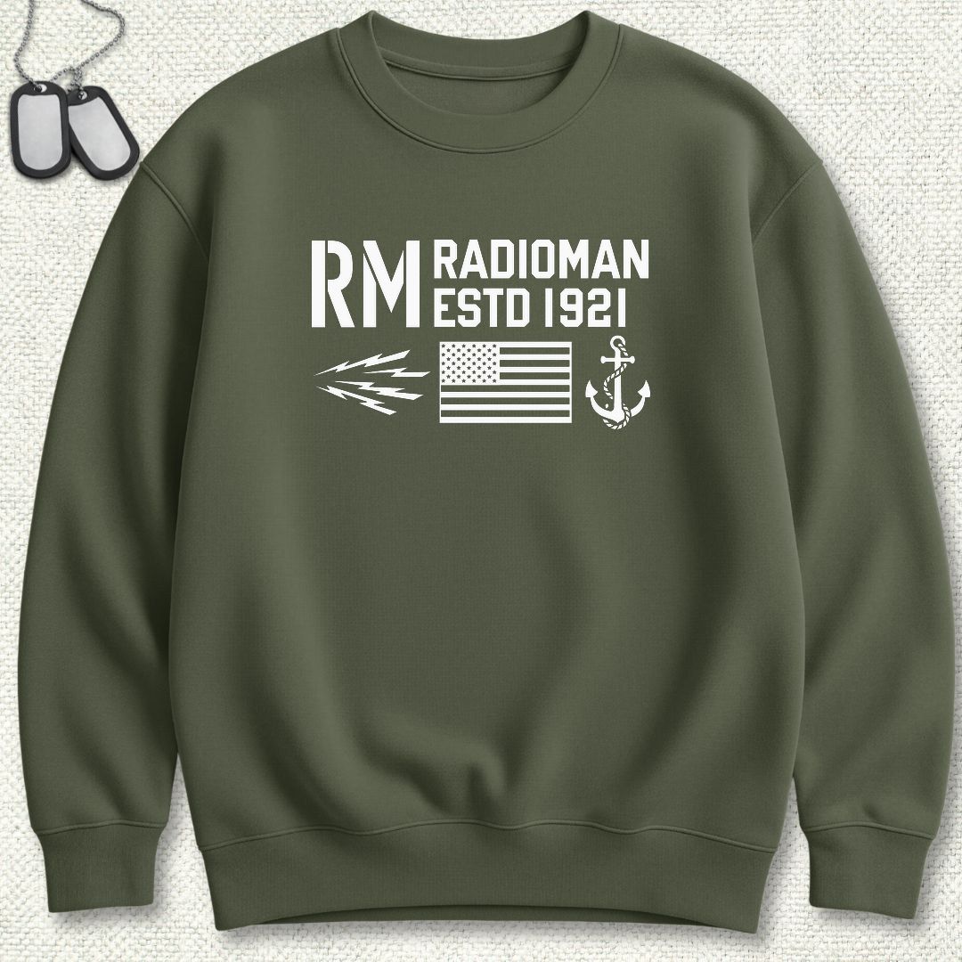 RM - Flag & Anchor Sweatshirt - Military Green