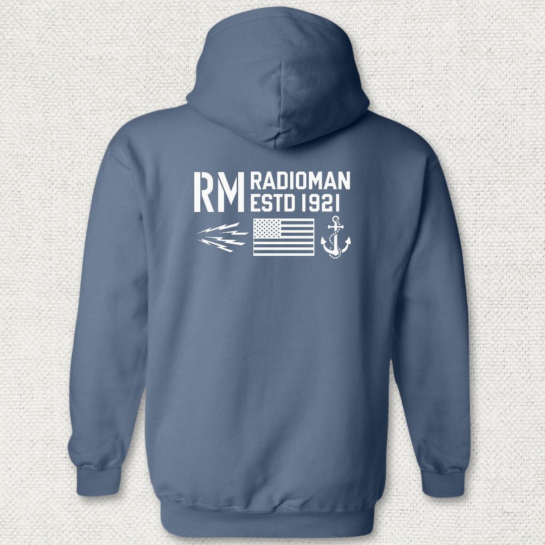 RM - Flag & Anchor Hoodie - Heather Navy