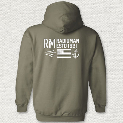 RM - Flag & Anchor Hoodie - Military Green