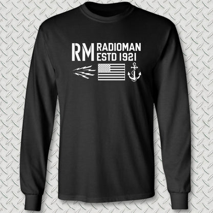 RM - Flag & Anchor Long Sleeve Tee - Black