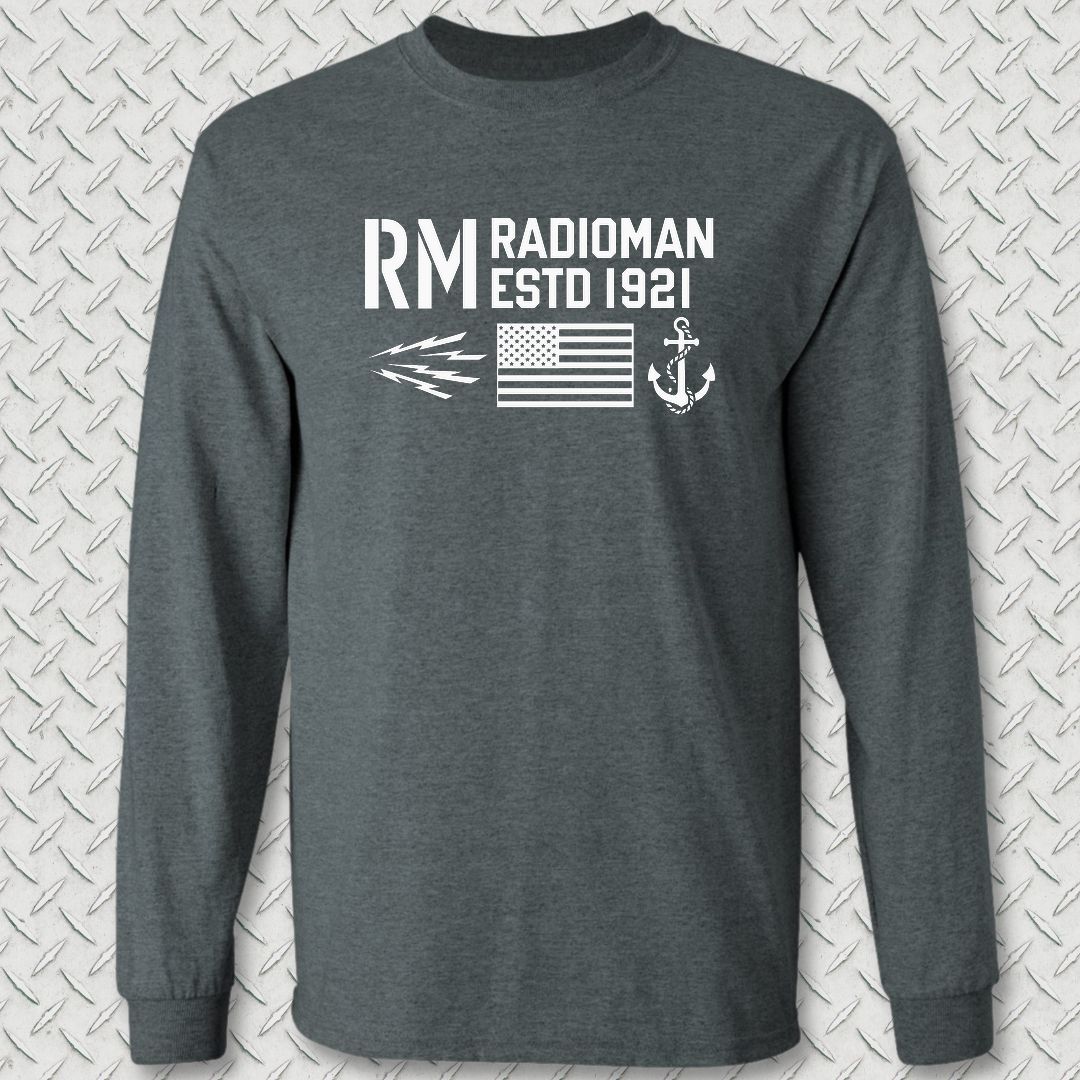 RM - Flag & Anchor Long Sleeve Tee - Dark Heather