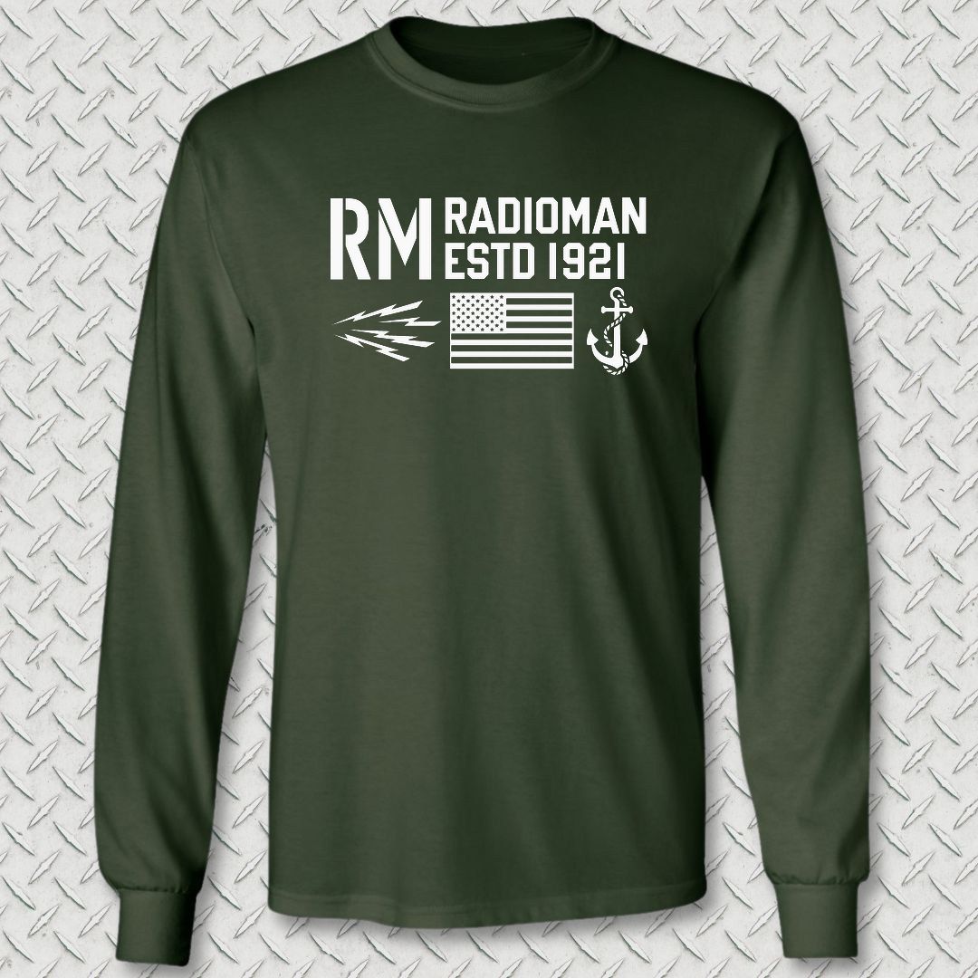 RM - Flag & Anchor Long Sleeve Tee - Forest Green