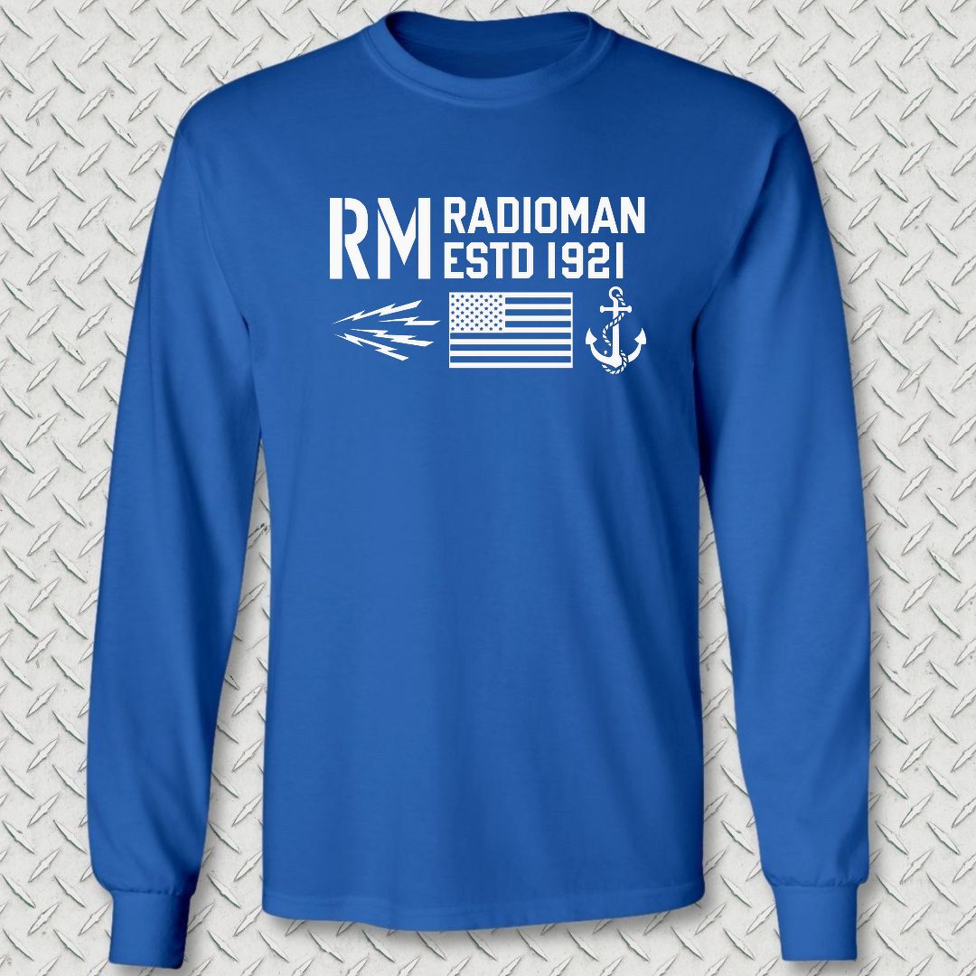 RM - Flag & Anchor Long Sleeve Tee - Royal Blue