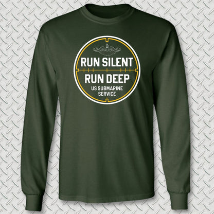 Run Silent - Run Deep Long Sleeve Tee - Forest Green