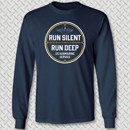 Run Silent - Run Deep Long Sleeve Tee - Navy