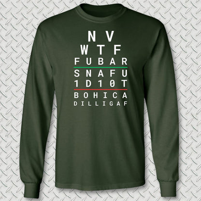 Sailor Eye Chart Long Sleeve Tee - Forest Green