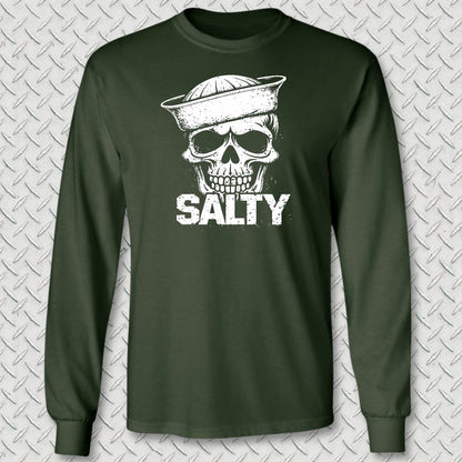 Salty Skull Long Sleeve Tee - Forest Green