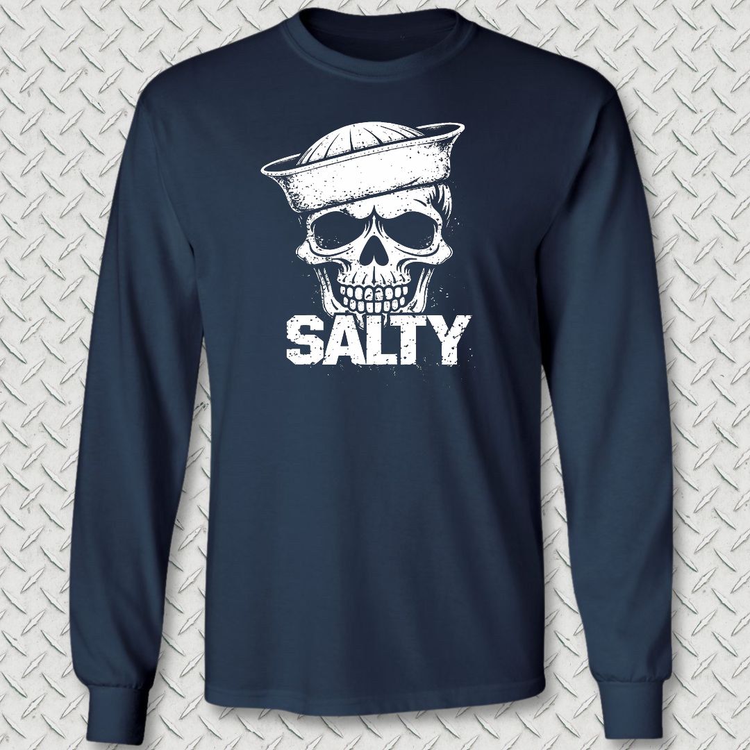 Salty Skull Long Sleeve Tee - Navy