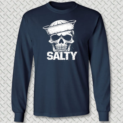 Salty Skull Long Sleeve Tee - Navy