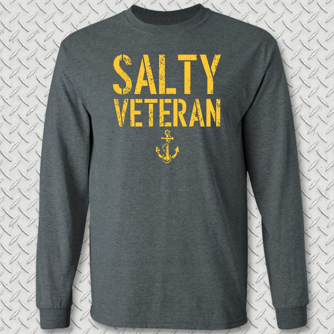 Salty Veteran Long Sleeve Tee - Dark Heather