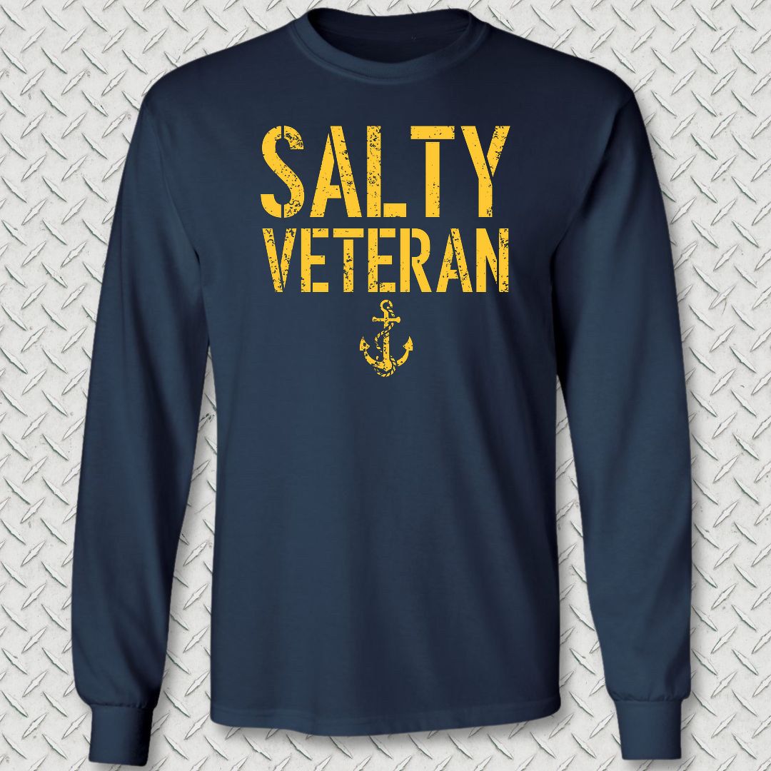 Salty Veteran Long Sleeve Tee - Navy