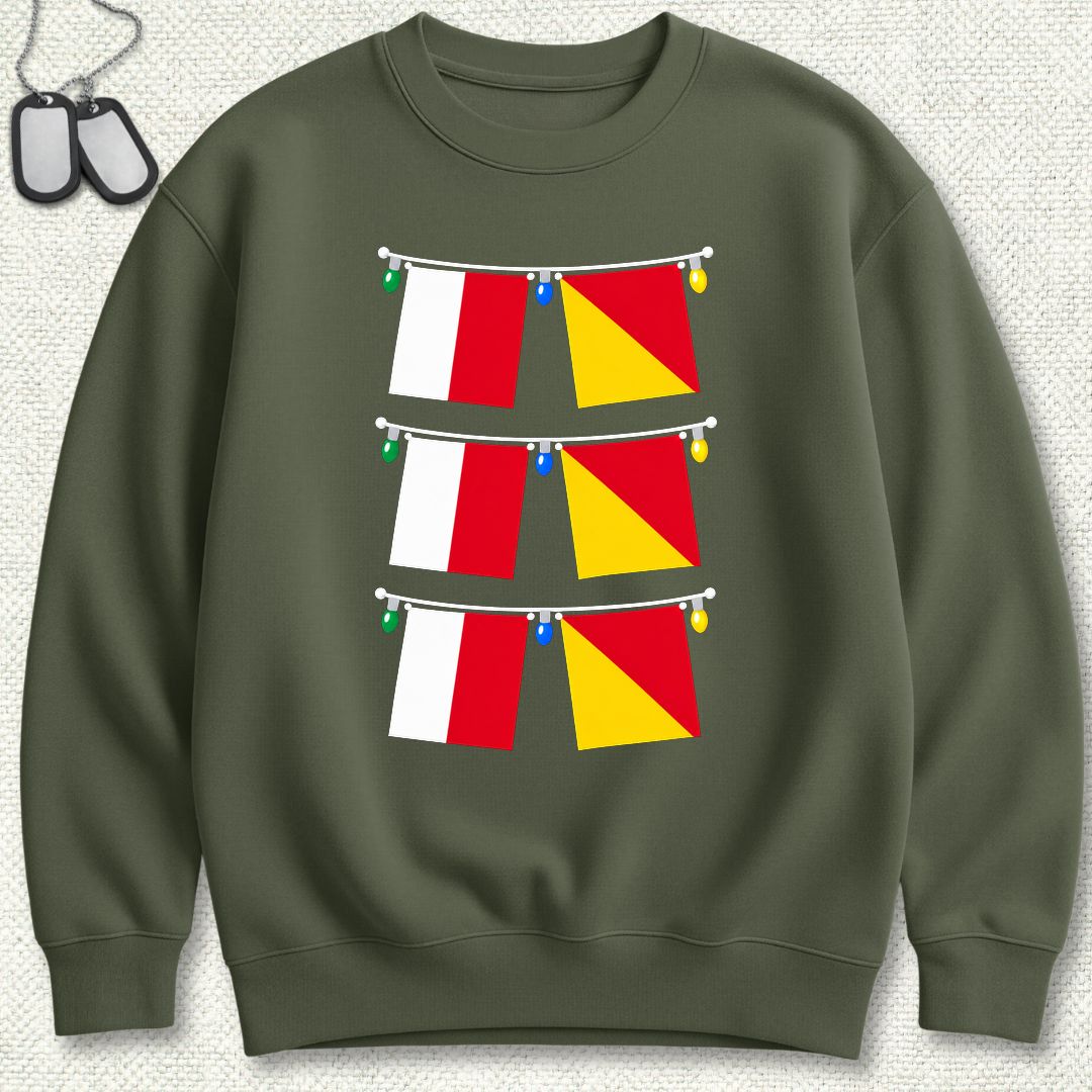Signal Flag Ho Ho Ho Sweatshirt - Military Green