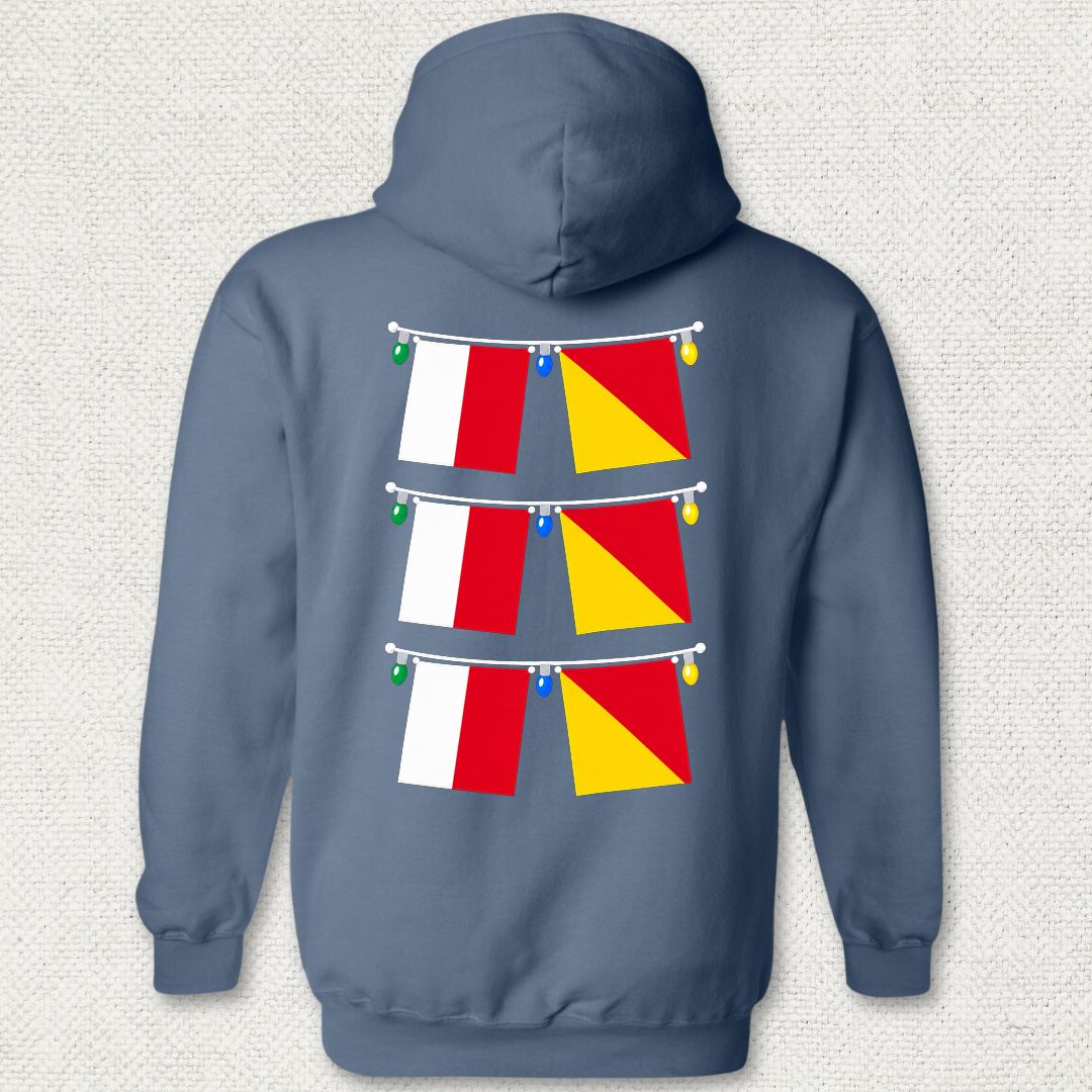 Signal Flag Ho Ho Ho Hoodie - Heather Navy