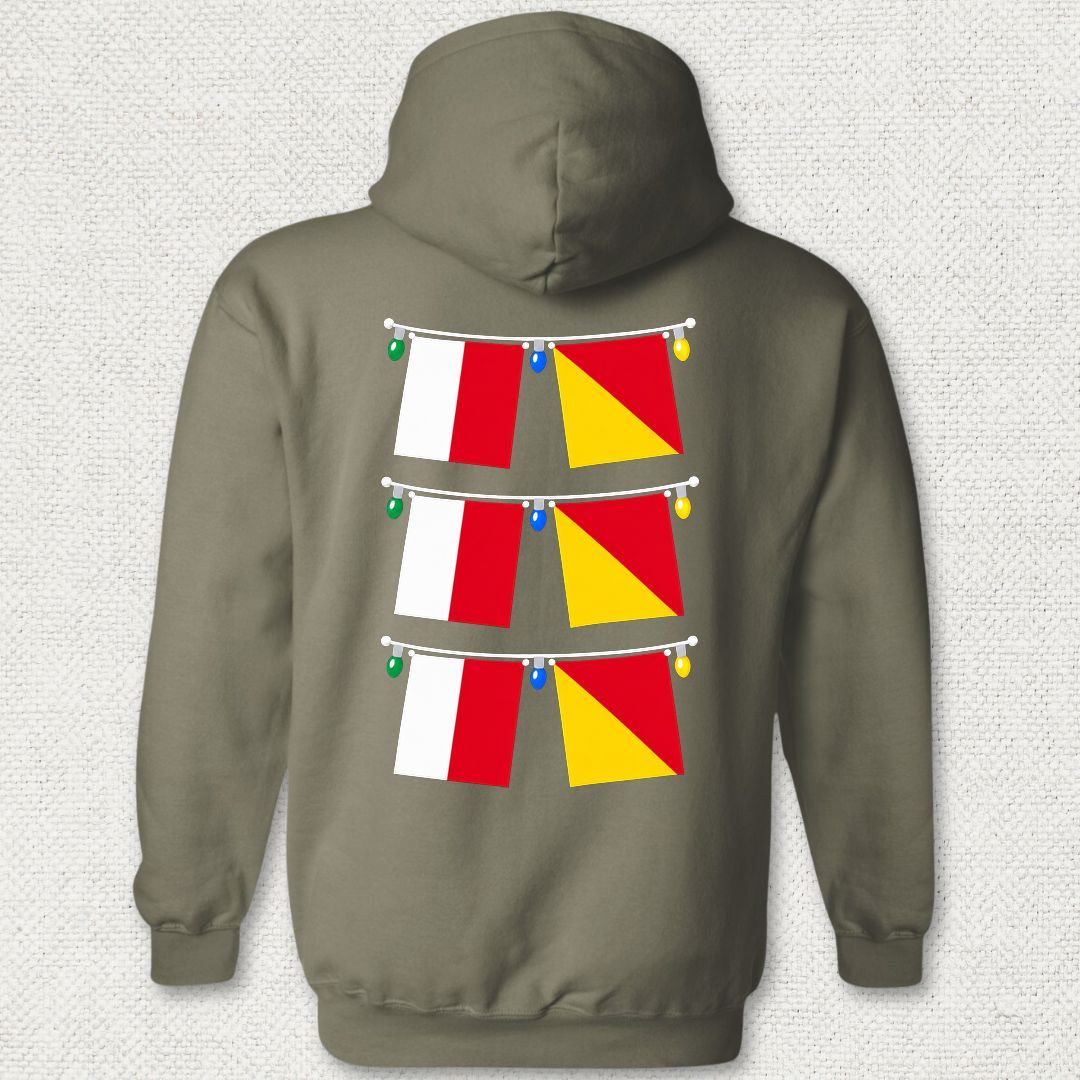 Signal Flag Ho Ho Ho Hoodie - Military Green