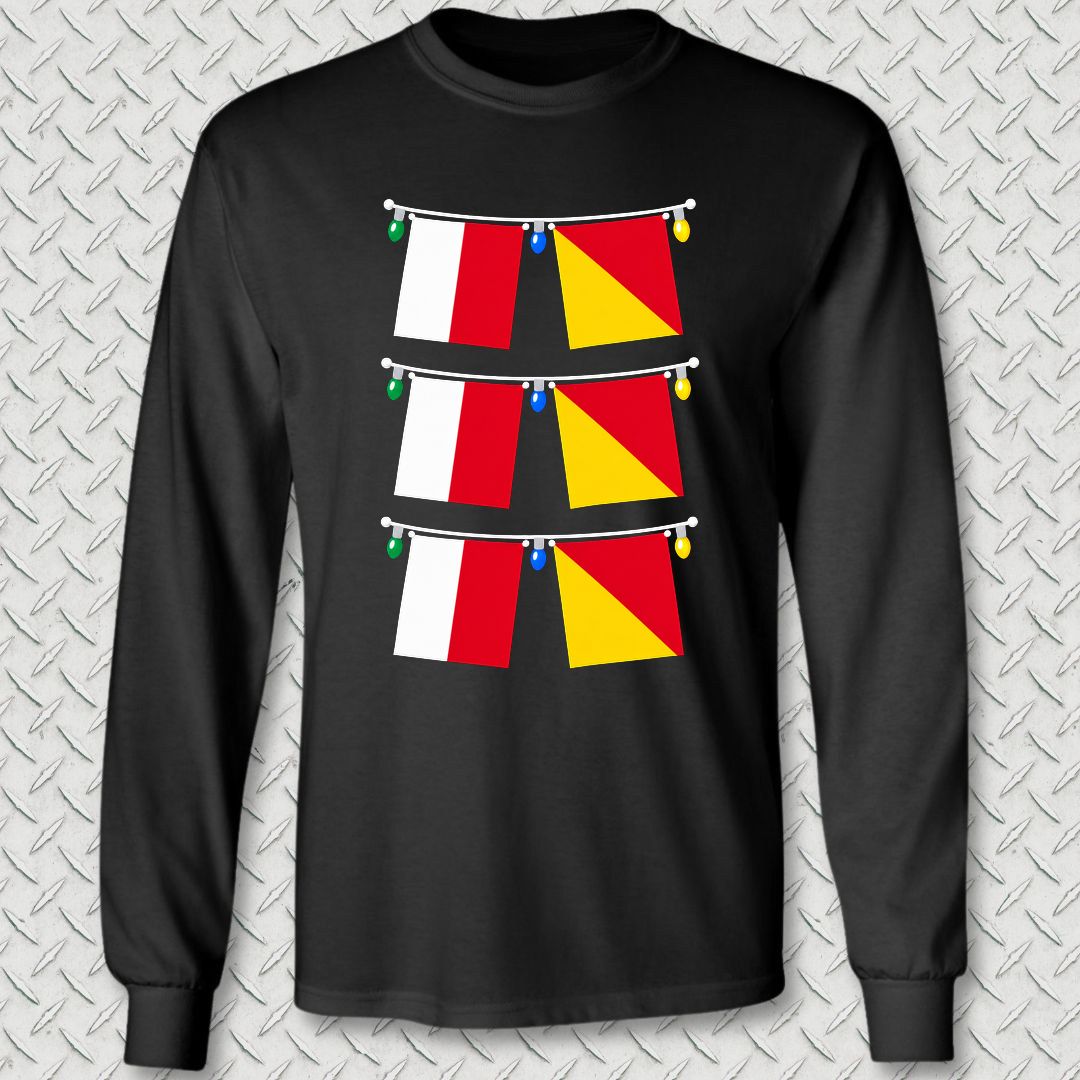 Signal Flag Ho Ho Ho Long Sleeve Tee - Black
