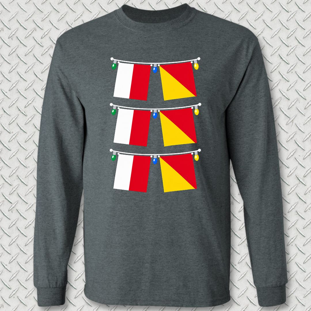 Signal Flag Ho Ho Ho Long Sleeve Tee - Dark Heather