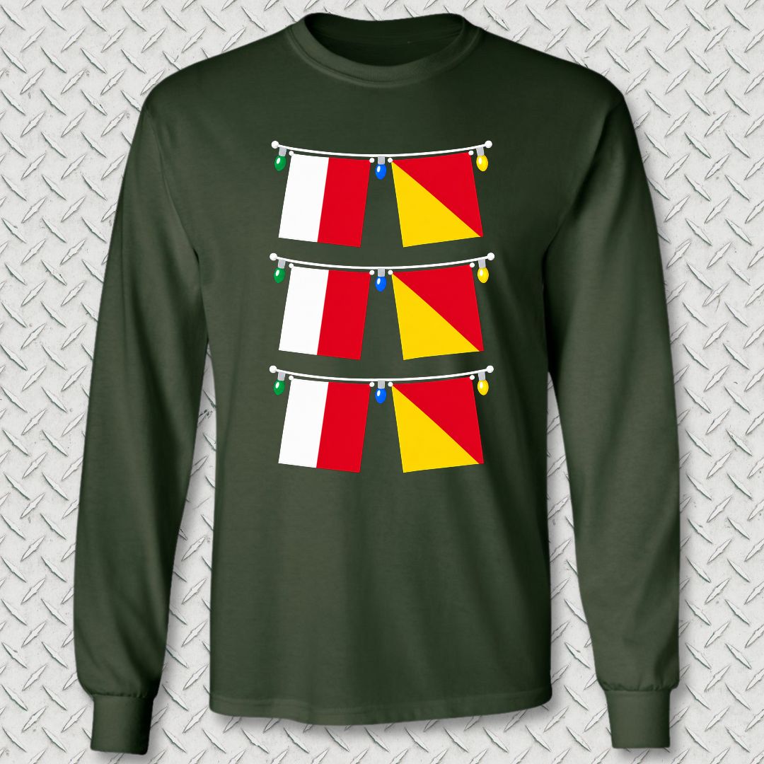 Signal Flag Ho Ho Ho Long Sleeve Tee - Forest Green