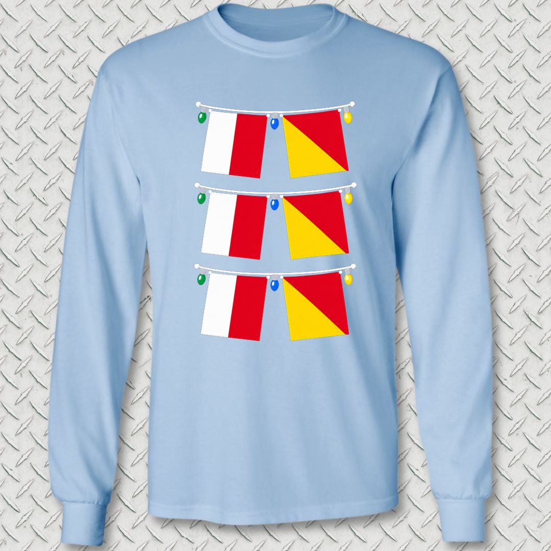 Signal Flag Ho Ho Ho Long Sleeve Tee - Light Blue