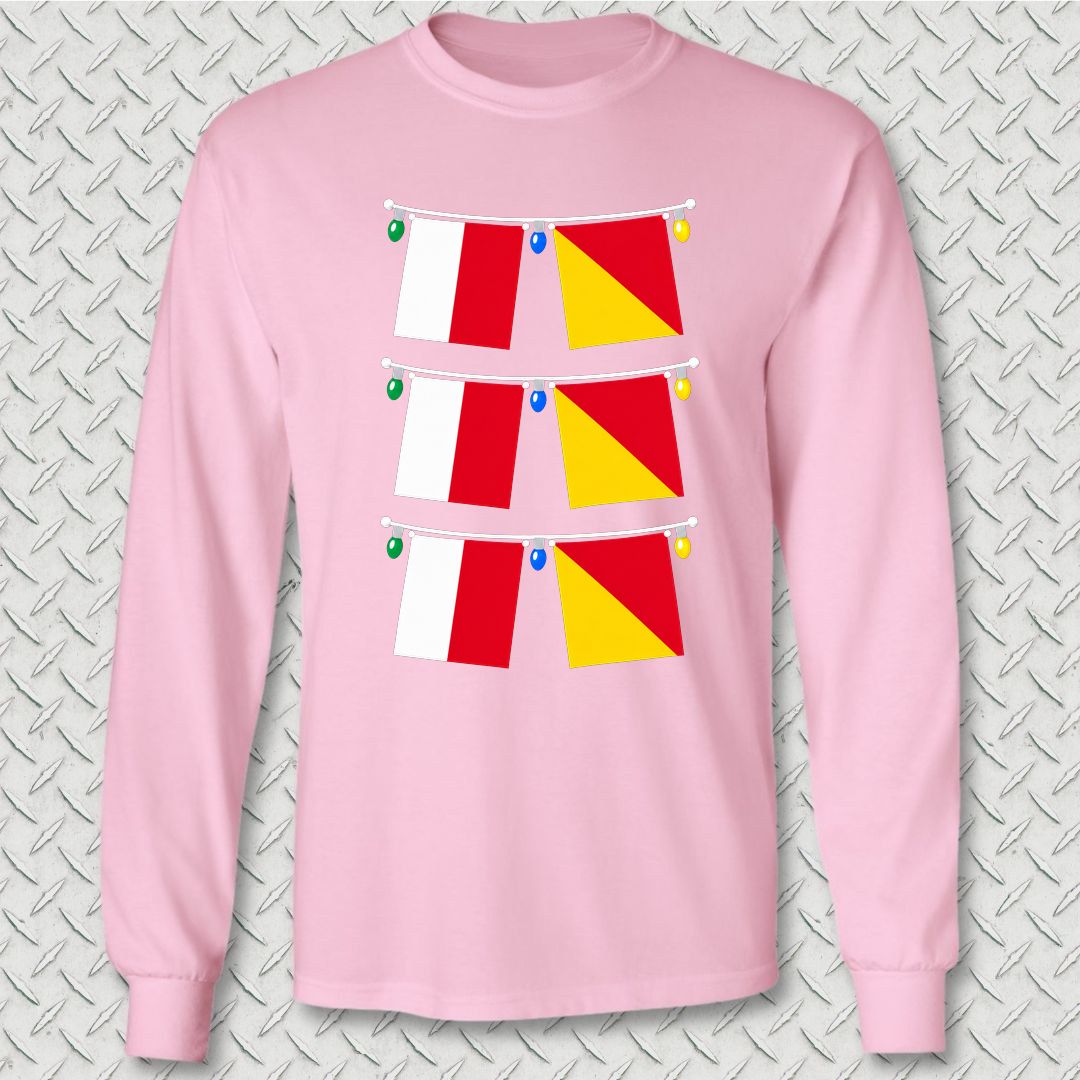 Signal Flag Ho Ho Ho Long Sleeve Tee - Pink