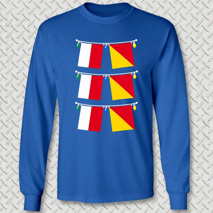 Signal Flag Ho Ho Ho Long Sleeve Tee - Royal Blue
