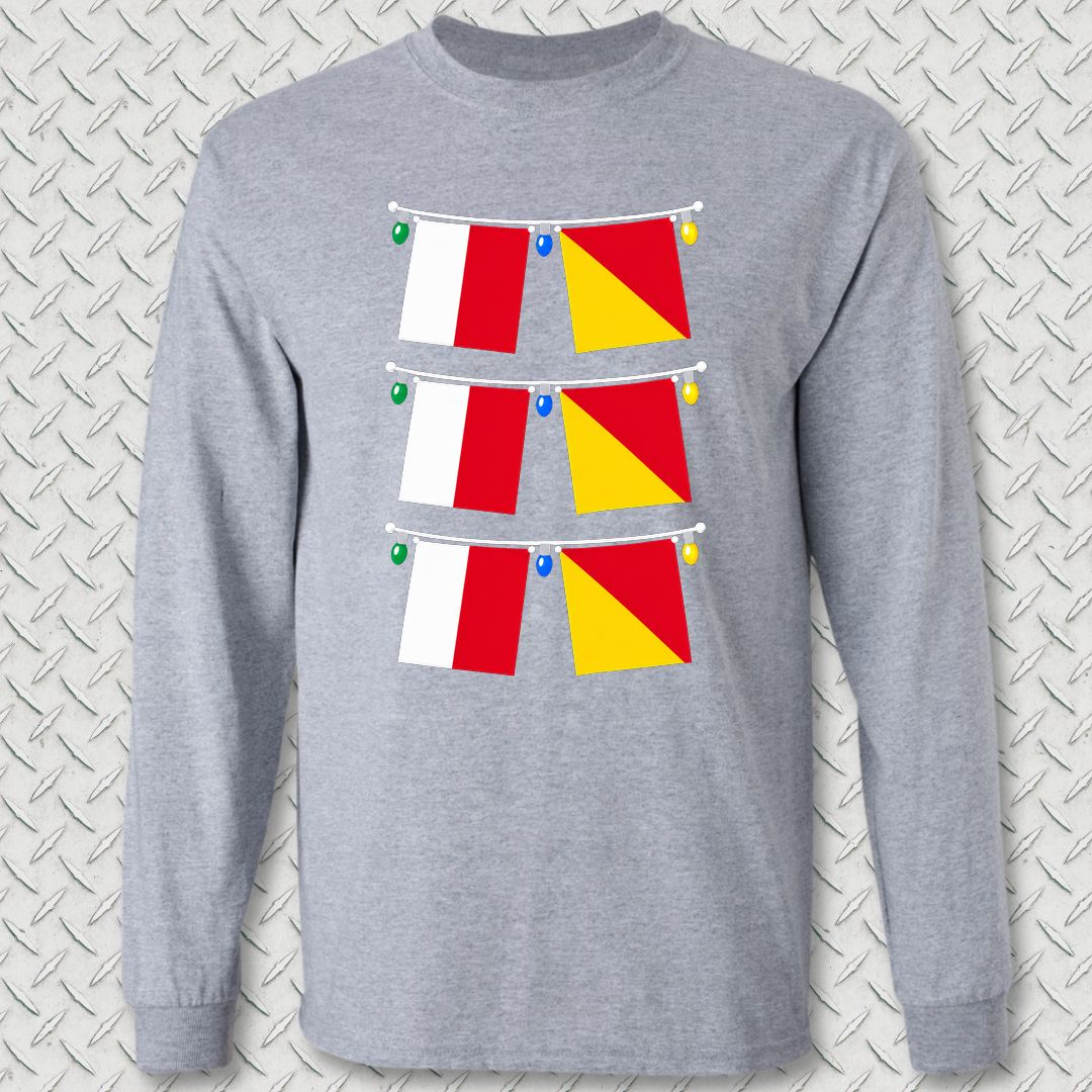 Signal Flag Ho Ho Ho Long Sleeve Tee - Sport Grey