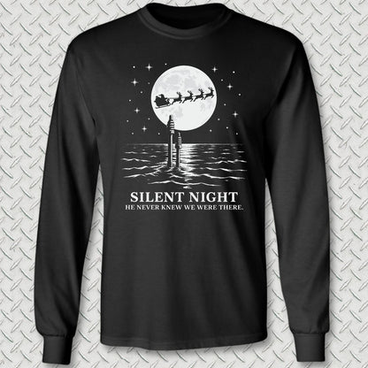 Silent Santa Long Sleeve Tee - Black