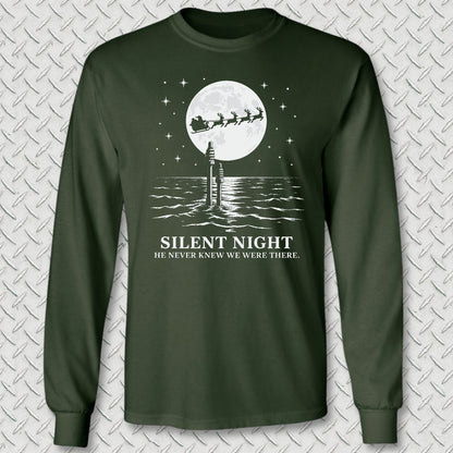 Silent Santa Long Sleeve Tee - Forest Green
