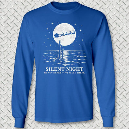Silent Santa Long Sleeve Tee - Royal Blue
