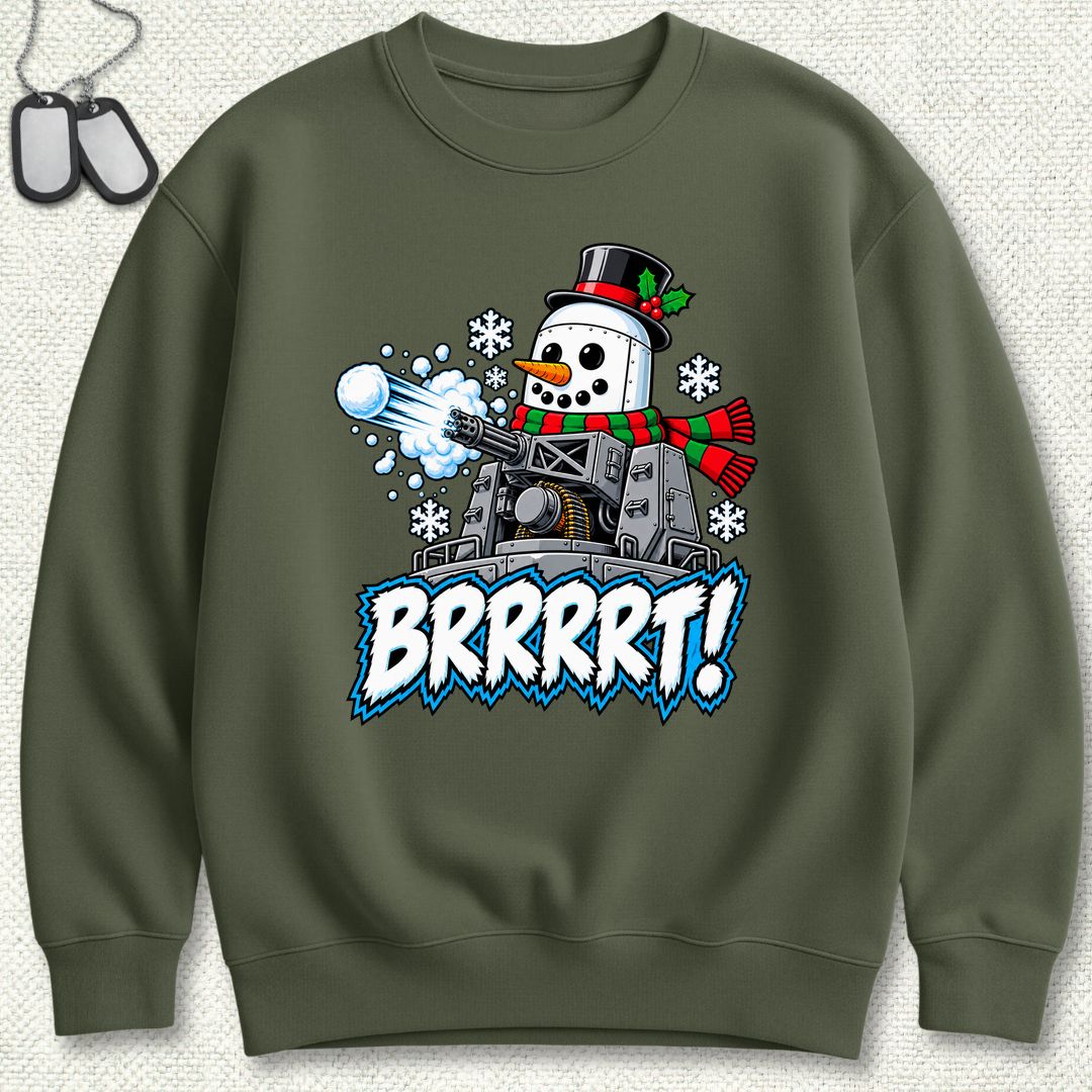 Snowman BRRRRT! Sweatshirt - Military Green