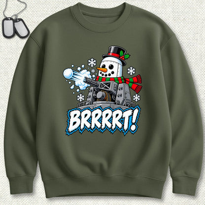 Snowman BRRRRT! Sweatshirt - Military Green